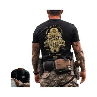 Imagem de Camiseta Masculina De Verão Tática Militar Com Gola Redonda E Manga Cu