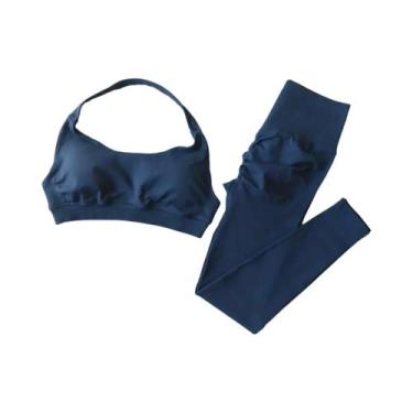 Imagem de Conjunto De Yoga Feminino De Cintura Alta Com Sutiãs De Fitness Para C