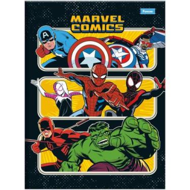 Imagem de Caderno Brochura 1/4 Capa Dura Marvel Comics 80 Folhas Pacote com 5 - 