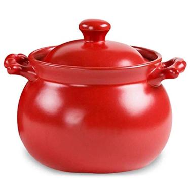 Imagem de Panelas, caçarola oval coberta caçarola redonda doméstica panela de ensopado panela de sopa de cerâmica resistente a altas temperaturas grande capacidade curry redondo cabo em forma de panela