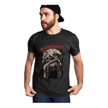 Imagem de Camiseta Iron Maiden Cadeado Premium 100% Algodão, M, Preto