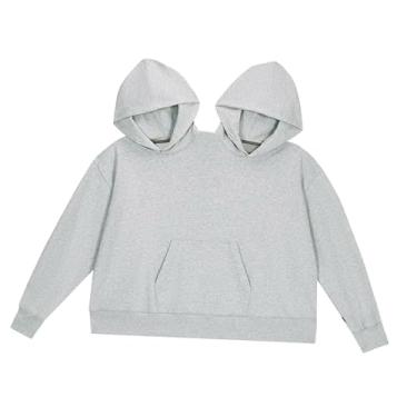 Imagem de Wzmzjy Moletom de casal para duas pessoas, ideal para compras, caminhadas e ambientes internos, Cinza