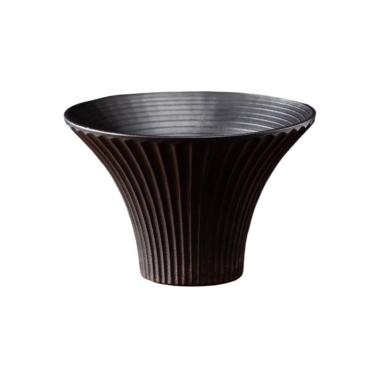 Imagem de Pires de plantas Bandeja profunda minimalista em forma de trompete, arranjo floral cerâmico, pires, textura fosca