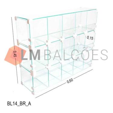 Imagem de Baleiro Expositor Branco de Vidro - 0,60 x 0,45 x 0,15m - LM Balcoes