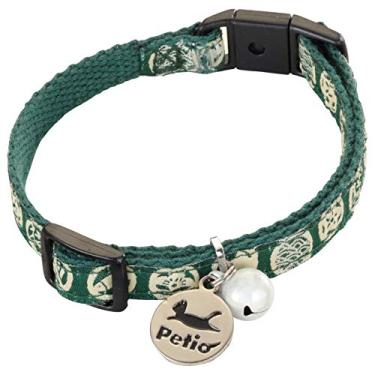 Imagem de Petio Coleira de gato antiperda de nome personalizado, coleira de gato fofo com fivela de segurança para animais de estimação acessórios para colar de gato (verde)