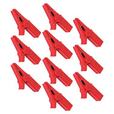 Imagem de Dioche 10 PCS Braçadeira de Segurança Bateria Latão Niquelado 4 Mm Banana Jack Clipes de Teste Grampos de Jumper Resistentes para Navios RVs Caminhões Equipamentos Eletrônicos (Vermelha)