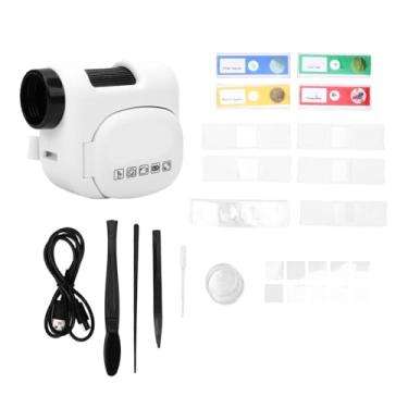 Imagem de Acouto Microscópio Portátil Infantil Com Tela Colorida Dobrável 100-1600X, Câmera de Alta Definição para Observação (Preto Branco)