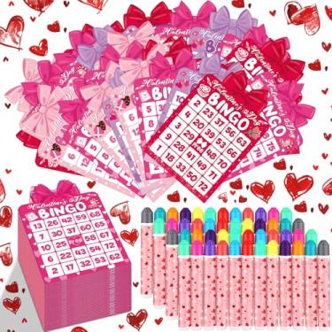 Imagem de Eersida Pacote com 192 cartas de jogo de bingo e 11,3 g conjunto inclui 144 cartas de bingo e 48 marcadores de pontos, conjunto de suprimentos para presentes, lembrancinhas, noite de brincadeiras em