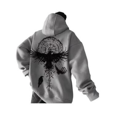 Imagem de Moletom Com Capuz Masculino Estilo Viking Com Padrão De Águia Y2K Em A