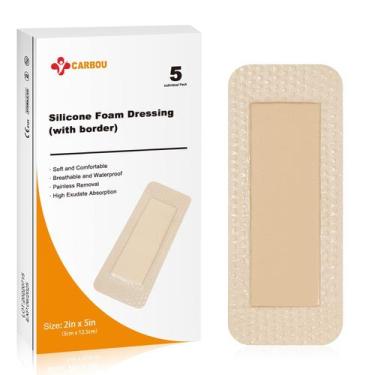 Imagem de Curativo para feridas, espuma de silicone CARBOU, 2x5cm, impermeável, 