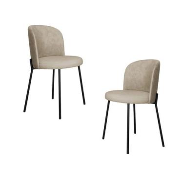 Imagem de Kit 2 Cadeira Metal Dourada Mesa Jantar Reforçada Corvin - Straso, Lin