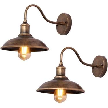 Imagem de Rural Retro Outdoor Gooseneck Impermeável Varanda Luminária De Parede 9.3 Ih Farmhouse Barn Light Exterior Garagem Luz Vintage Luminária De Parede, 2PCS