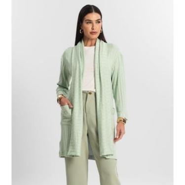 Imagem de Cardigan Tricot Alongado Feminino Endless Verde-Feminino