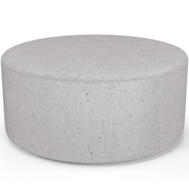 Imagem de Puff Redondo Orgânico para Living 90cm Lola W01 Linho Cinza - Lyam Decor