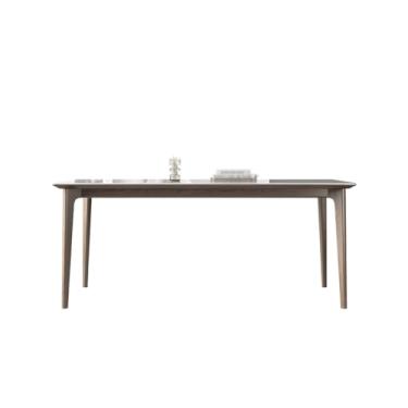 Imagem de Mesa de jantar, mesa de jantar de ardósia brilhante, mesa de jantar doméstica de madeira maciça, moderna, simples, apartamento pequeno, retangular, mesa de jantar, mesa de cozinha moderna