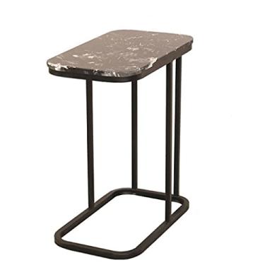 Imagem de U5GAAALPPQ9 Bancadas de ardósia de mármore, sofá, sala de estar, pequena família, sala de estar, TV, mesa de centro de canto pequena (cor: dourado + mármore preto) (mármore preto + preto)