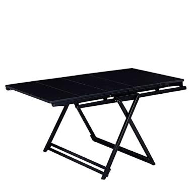 Imagem de ZXLPHA Mesa de jantar extensível, mesa de jantar dobrável, estante dobrável de várias camadas, mesa de cozinha versátil que economiza espaço, conveniente para armazenamento, sala de jantar, cozinha