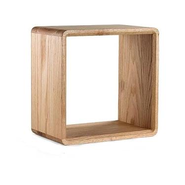 Imagem de Prateleiras flutuantes rústicas montadas na parede quadradas flutuantes, rack de armazenamento de grade de madeira maciça, prateleiras decorativas de madeira de fazenda, armazenamento de exibição