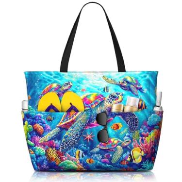 Imagem de Koctwin Bolsa grande de praia, impermeável, à prova de areia, leve, feminina, Beach-9, Large