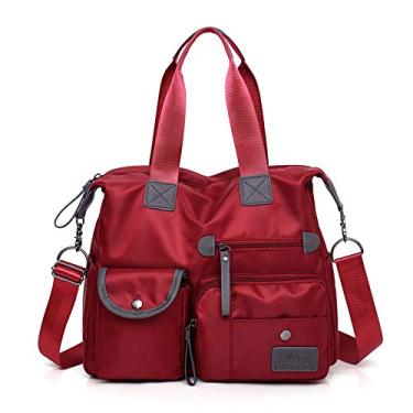 Imagem de Bolsas de mão náilon casual grande capacidade feminina 2022 Bolsa messenger ombro Cor sólida Fina macia Confortável Estiloso Moda Lavável Uso- Personalidade