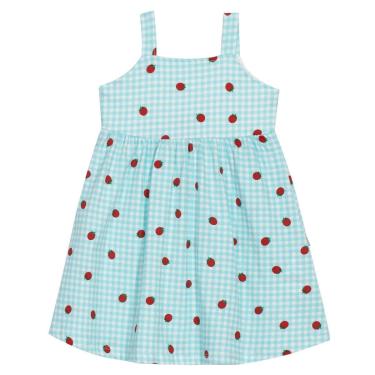 Imagem de Vestido Infantil Menina Xadrez Azul Com Tomates Jaca Lelé-Feminino
