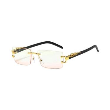 Imagem de Óculos De Sol Unissex Sem Armação Com Decoração De Onça, Óculos De Des