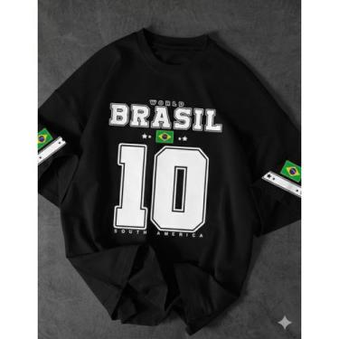 Imagem de Camiseta do Brasil 10 Adulto e Infantil 100% Algodão Copa do Mundo 202