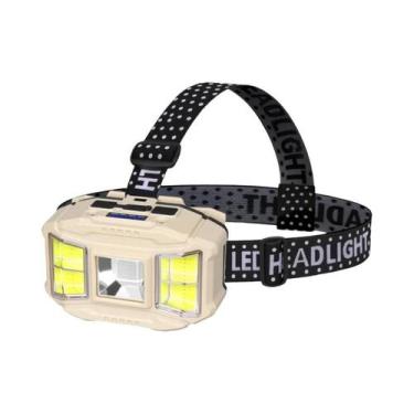 Imagem de Lanterna De Cabeça LED COB Recarregável Com 5 Modos, Bateria USB 18650
