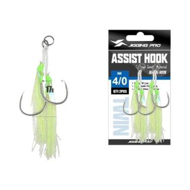 Imagem de Anzóis De Pesca Jigging Glow Feather Twin Assist 1/0 2/0 3/0 4/0 Com B