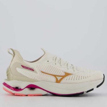 Imagem de Tênis Mizuno Wave Mirai 7 Feminino, Bege, Dourado, 36