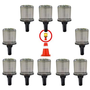 Imagem de Sinalizador Solar Viario Kit 10 Uni Cone Rodovia Emergencia Obra Aviso Rua Acidente