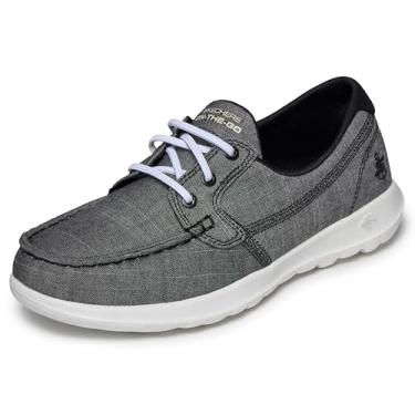 Imagem de Skechers Go Walk Lite - Sapato náutico feminino Isla, Preto/branco, 36