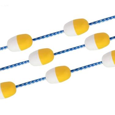 Imagem de Boia de piscina personalizável - Divisor de pista de piscina amarelo e branco, tamanhos de 4,6 m a 6 m, corda de polímero trançada durável para segurança e organização da piscina (L20 m)