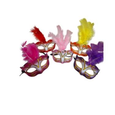 Imagem de Máscara Veneza com Glitter e Pena - Carnaval e Festa - Genérico