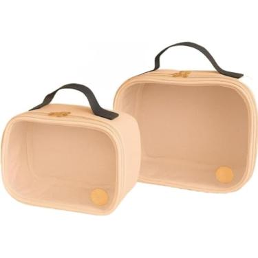 Imagem de Nécessaire/caixa de armazenamento transparente de duas peças, que pode acomodar artigos de higiene pessoal ou fraldas descartáveis. (Azul Marinho)