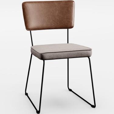 Imagem de Cadeira Estofada De Jantar Allana L02 Marrom Linho Bege