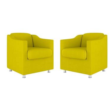 Imagem de Kit 02 Poltronas Decorativas Clinica Tecido Suede Balaqui Cor:Amarelo