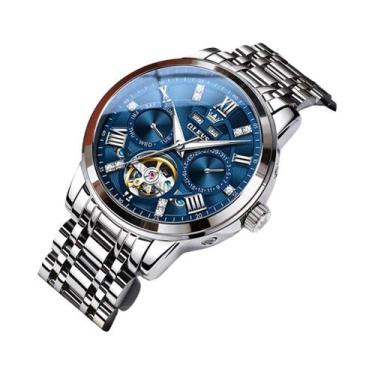 Imagem de Relógio Mecânico Automático Masculino OLEVS À Prova D'água Com Esquele