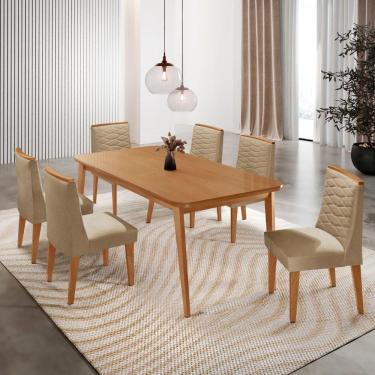 Imagem de Mesa De Jantar Copper 180cm Tampo Mdf Com 6 Cadeiras Eloise Turim 07/naturalle/naturalle