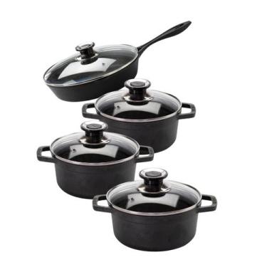 Imagem de Jogo De Panelas Ferro Caçarolas Neo 16 18 22 E Frigideira 20 Com Tampa