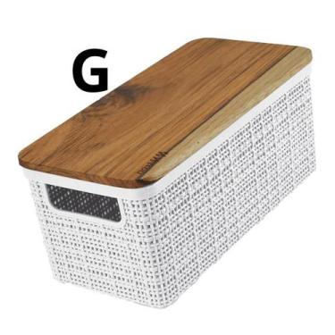 Imagem de Caixa Organizadora Grande Decorativa Prática Tampa Madeira - Nitron