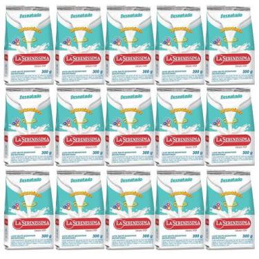 Imagem de Caixa 15 Pacotes Leite em Pó Desnatado LA SERENÍSSIMA Sachê 300g - LA 