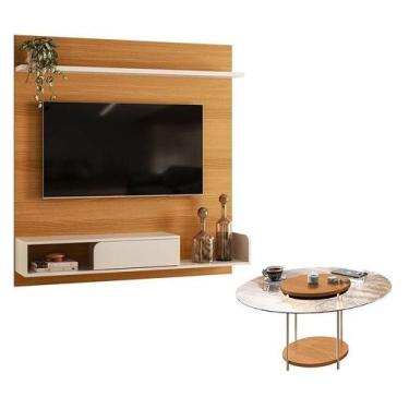 Imagem de Painel para TV Suspenso Evo com Mesa de Centro Sky com Tampo de Vidro 