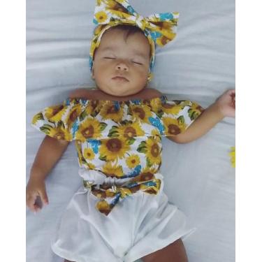 Imagem de Conjunto Girassol short e top Ciganinha e tiara - Vida Moda para Bebê