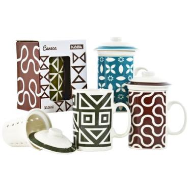 Imagem de Caneca Porcelana Floral Infusora Para Chá Com Tampa 310 Ml - top rio, 