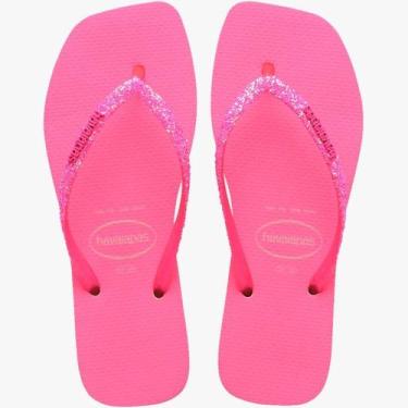 Imagem de Chinelo Havaianas Slim Square Glitter Neon FC, Rosa, 37/38