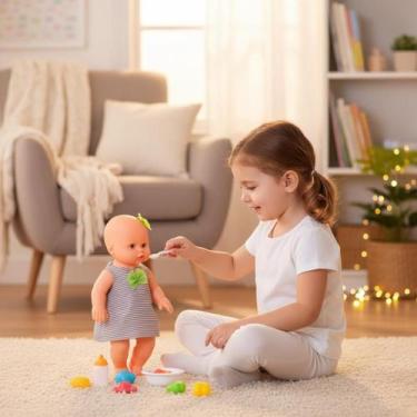 Imagem de Boneca Babidu Papinha com Acessórios Cozinha Infantil Brinquedo Didáti