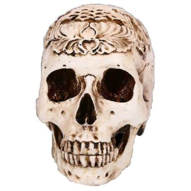 Imagem de Máscara de látex de resina de caveira esculpida para fantasia de carna