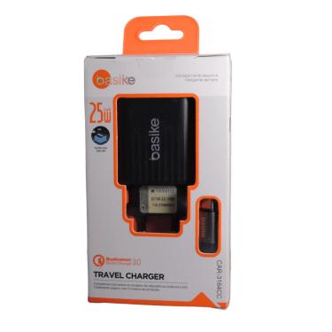 Imagem de Fonte Carregador Turbo 25W USB/C Basike Preto CAR-3164CC