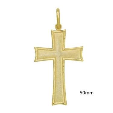 Imagem de Pingente Cruz Borda Lisa Centro Picotado - Brilhante Folheados